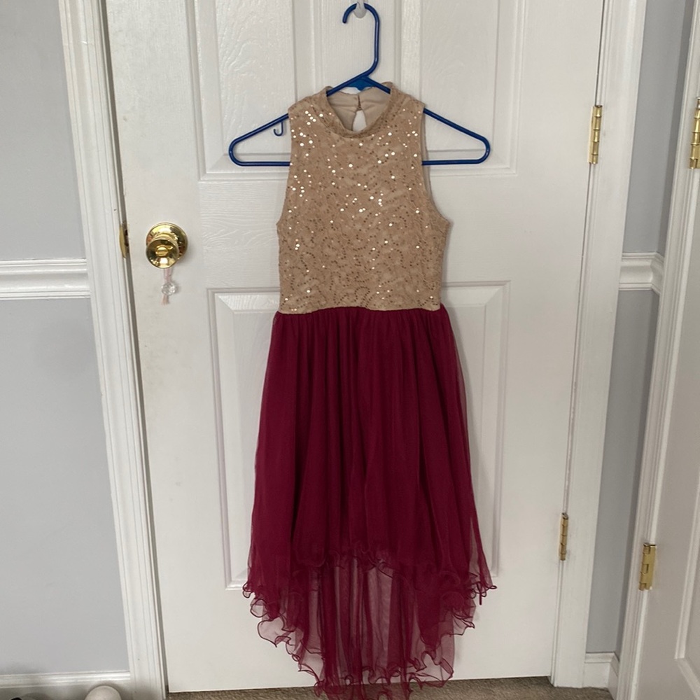 Speechless cream and maroon dress